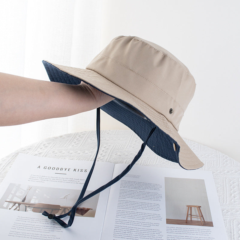 Wholesale Color Matching Drawstring Quick-drying Fisherman Large Brim Sun Hat